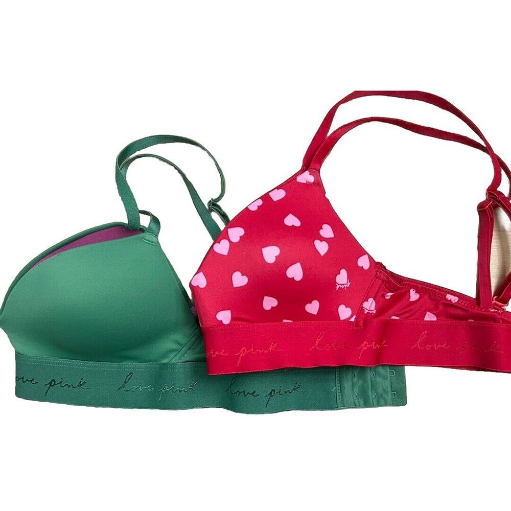 Victoria Secret Pink Bra Set Of 2 32 A Tshirt Push-up Bras